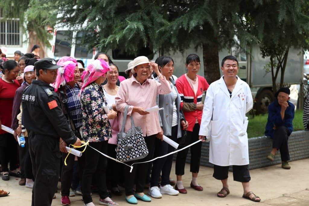 Chinese women waiting to be screened for cervical cancer at Yunnan Province screening brigade